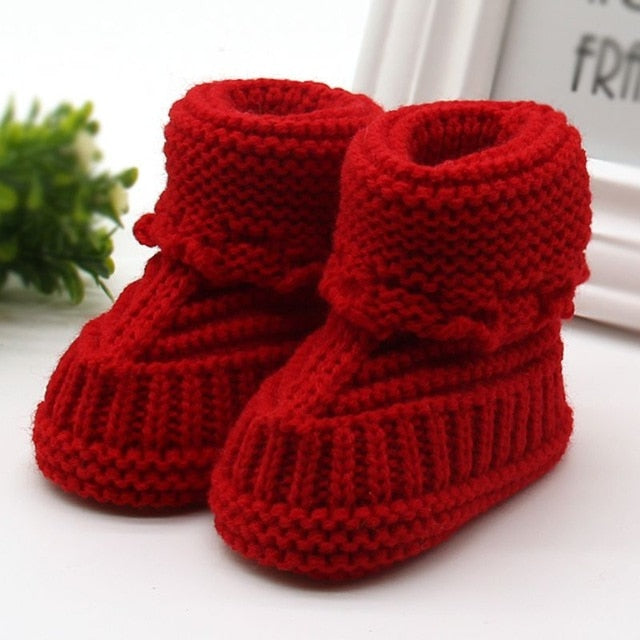 Infant Knit Fleece Boots- Maroon