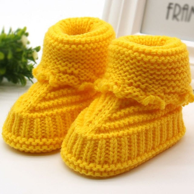 Infant Knit Fleece Boots- Yellow