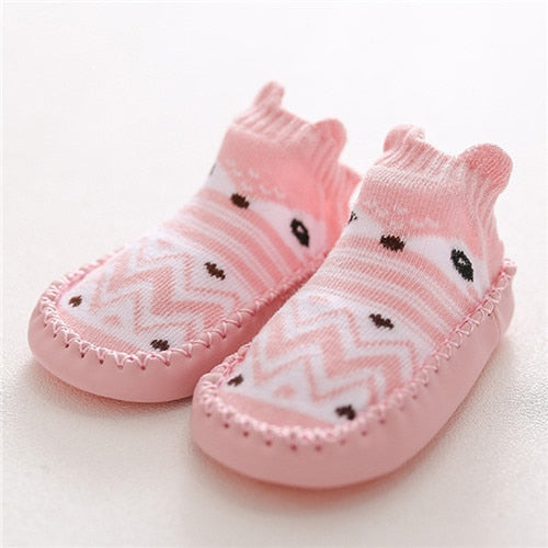 Animal Print Sock Shoes - Baby Pink