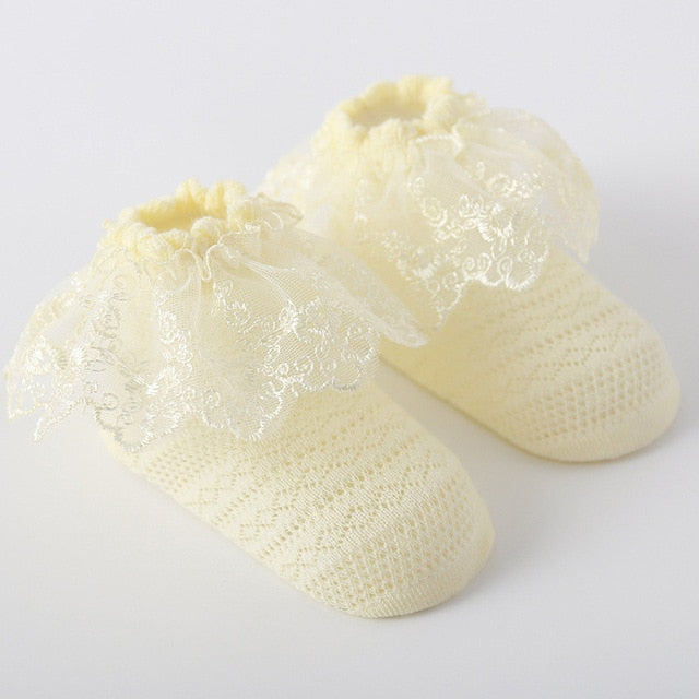 
                  
                    Summer Lace Bow Girls Socks - Yellow
                  
                
